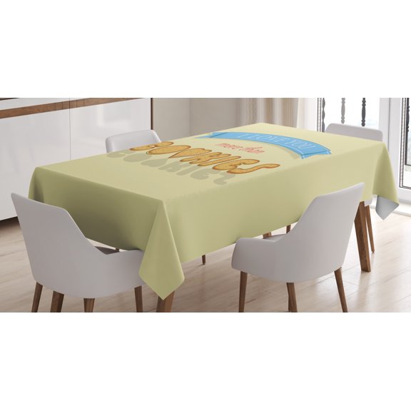 Ambesonne Love You More Tablecloth Rectangular Table Cover, Vanilla Cookies, 52"x70", Multicolor
