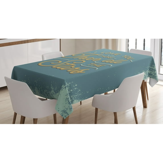 Ambesonne Love You More Tablecloth Rectangular Table Cover, Vintage Grunge, 60"x90", Slate Blue Amber
