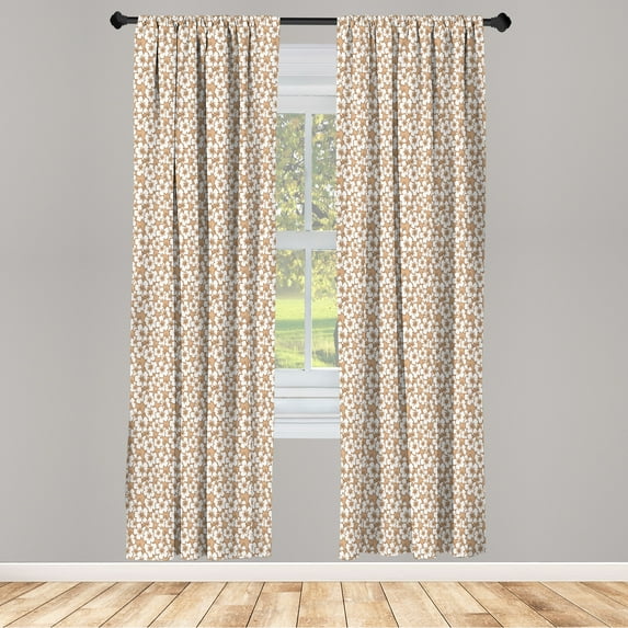 Ambesonne Luau Curtains, Spring Hibiscus Pattern Aloha, Pair of 28"x84", Pale Brown