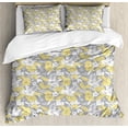 thumbnail image 1 of Ambesonne Luau Duvet Cover Set, Hawaii Vegetation Vintage, 2-Calking, Pale Yellow Pale Grey, 1 of 3