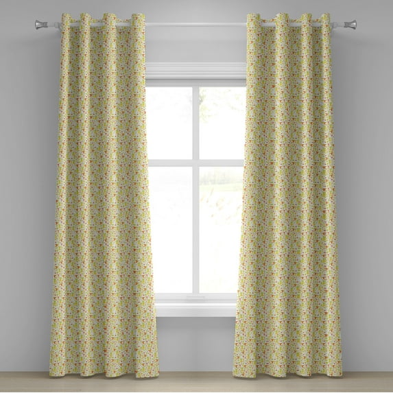 Ambesonne Luau Grommet Curtain, Toucan Birds Pineapples, 50" x 120", Dark Orange Apple Green