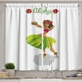 thumbnail image 1 of Ambesonne Luau Kitchen Curtains, Hula Dancer Girl Aloha Wording, 55"x24", White Magenta Lime Green, 1 of 3