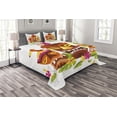 thumbnail image 1 of Ambesonne Luau Quilted Bedspread Set 3 Pcs, Tiki Drinks Birds, Queen Size, Multicolor, 1 of 3