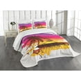 thumbnail image 1 of Ambesonne Luau Quilted Bedspread Set 3 Pcs, Tropical Beach Sunset, King Size, Multicolor, 1 of 5