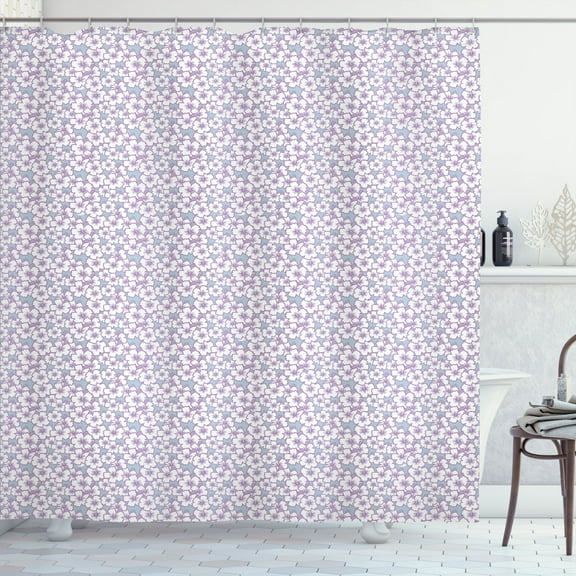 Ambesonne Luau Shower Curtain, Flourish Pattern Hibiscus Art, 69"Wx75"L, Grey Pink
