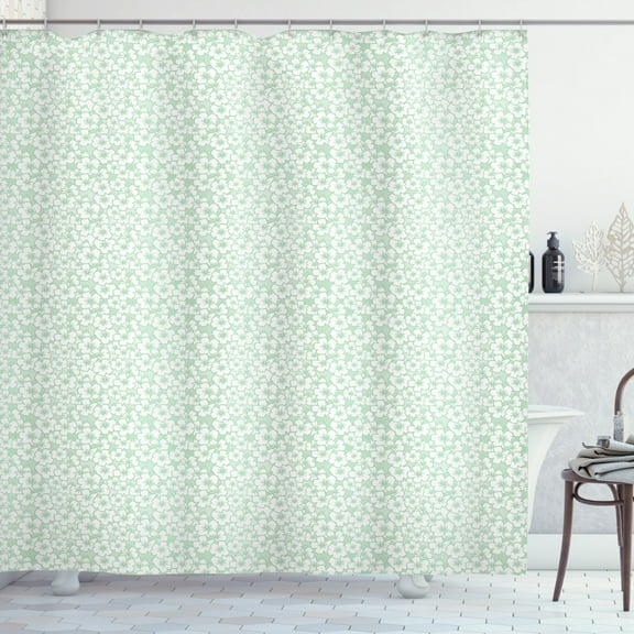 Ambesonne Luau Shower Curtain, Fresh Springtime in Hawaii, 69"Wx70"L, Mint Green and White