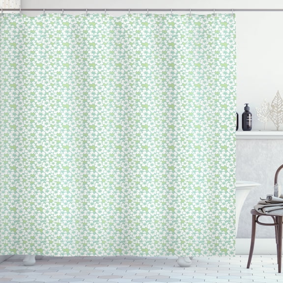Ambesonne Luau Shower Curtain, Spring Hibiscus Pattern Aloha, 69"Wx75"L, Pale Seafoam