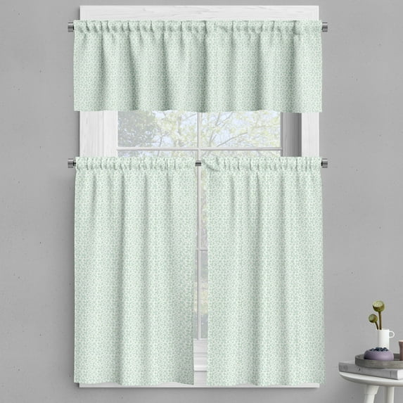 Ambesonne Luau Valance & Curtain, Fresh Springtime in Hawaii, 55"x45", Mint Green and White