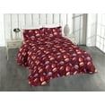 thumbnail image 1 of Ambesonne Macaroon Quilted Bedspread Set 3 Pcs, French Vibes Artwork Fun, Twin, Ruby Dark Coral Lavender, 1 of 4