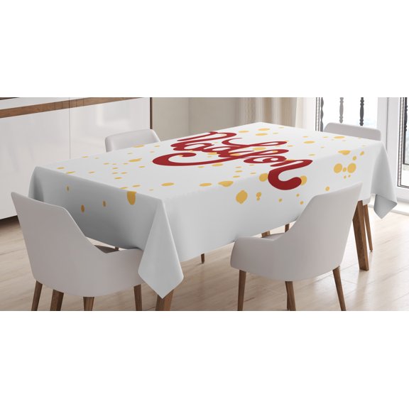 Ambesonne Madison Tablecloth Rectangular Table Cover, Cursive Alphabet Design, 60"x90", Ruby and Mustard