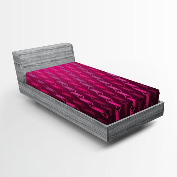 Ambesonne Magena Fitted Sheet, Abstract Striped Art, Twin Size, Magenta