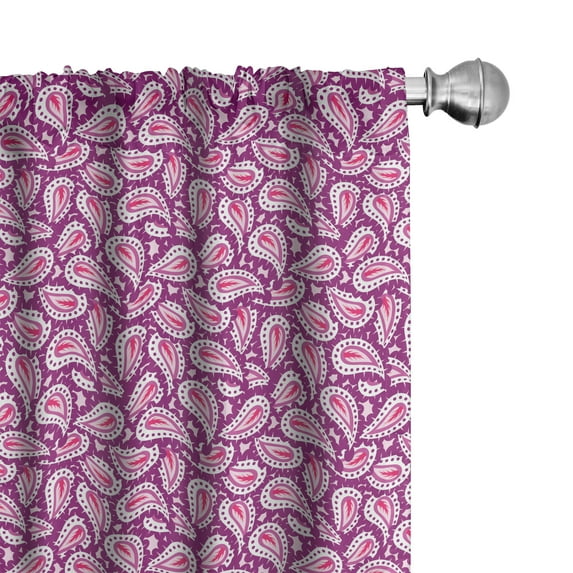 Ambesonne Magenta Window Curtains, Teardrop Art Print Paisley, Each 28" W x 63" L, Magenta Purple and Pink