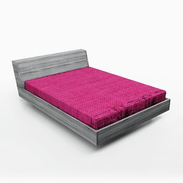 Ambesonne Magenta Fitted Sheet, Futuristic Grungy Murky, Full Size, Fuchsia Pink