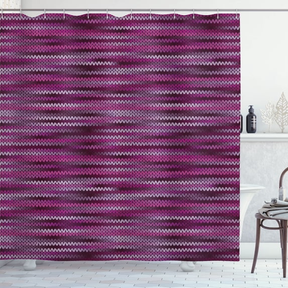 Ambesonne Magenta Shower Curtain, Vintage Knit Pattern, 69"Wx84"L, Fuchsia and Violet