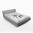 thumbnail image 1 of Ambesonne Magic Fitted Sheet, Birds Rabbits Tree Rainy, Full Size, White Pink, 1 of 2