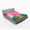 thumbnail image 1 of Ambesonne Magic Fitted Sheet, Fantasy Tale Pixie in Sky, Full Size, Green Pink, 1 of 2