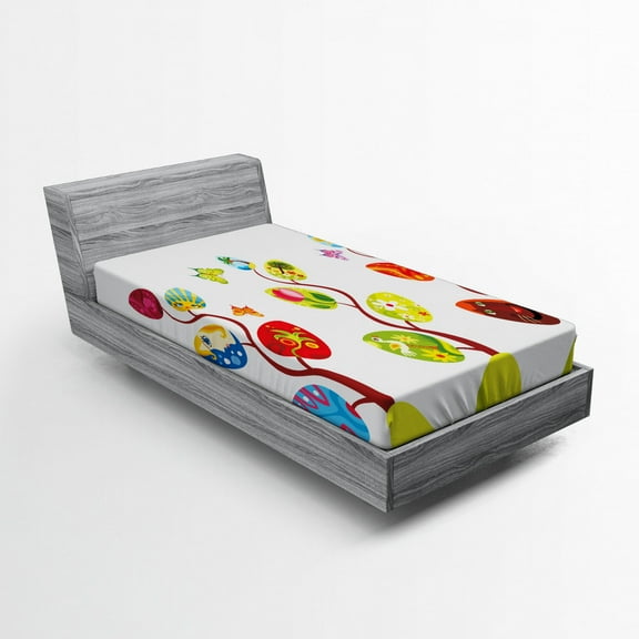 Ambesonne Magic Fitted Sheet, Magic Tree Easter Theme, Twin XL Size, Multicolor