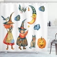 thumbnail image 1 of Ambesonne Magic Moon Shower Curtain, Pumpkin Crescent Cat, 69"Wx84"L, Multicolor, 1 of 3