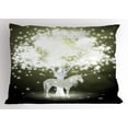 thumbnail image 1 of Ambesonne Magic Pillow Sham, Unicorn Horse with Tree, 26" X 20", Yellow Hunter Grey, 1 of 2