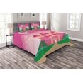 thumbnail image 1 of Ambesonne Magic Quilted Bedspread Set 3 Pcs, Fantasy Tale Pixie in Sky, Queen Size, Green Pink, 1 of 3