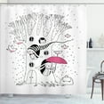 thumbnail image 1 of Ambesonne Magic Shower Curtain, Birds Rabbits Tree Rainy, 69"Wx75"L, White Pink, 1 of 5