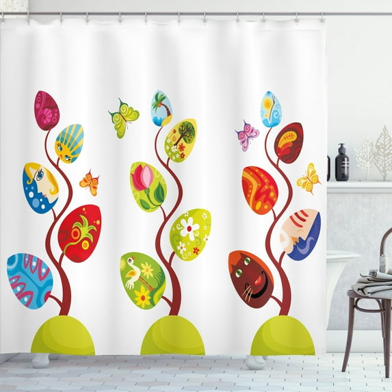 Ambesonne Magic Shower Curtain, Magic Tree Easter Theme, 69"Wx70"L, Multicolor