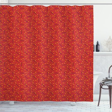 Ambesonne Magician Shower Curtain, Irregular Stars and Wands, 69"Wx75"L, Vermilion Dark Taupe