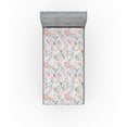 thumbnail image 1 of Ambesonne Magnolia Fitted Sheet, Vintage Floral Dragonfly, Twin Size, Pale Blue Pale Pink Ecru, 1 of 5