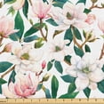 thumbnail image 1 of Ambesonne Magnolia Flowers Fabric by the Yard Upholstery, Spring Color Bloom, 3 Yards, Forest Green Soft Pink, 1 of 1