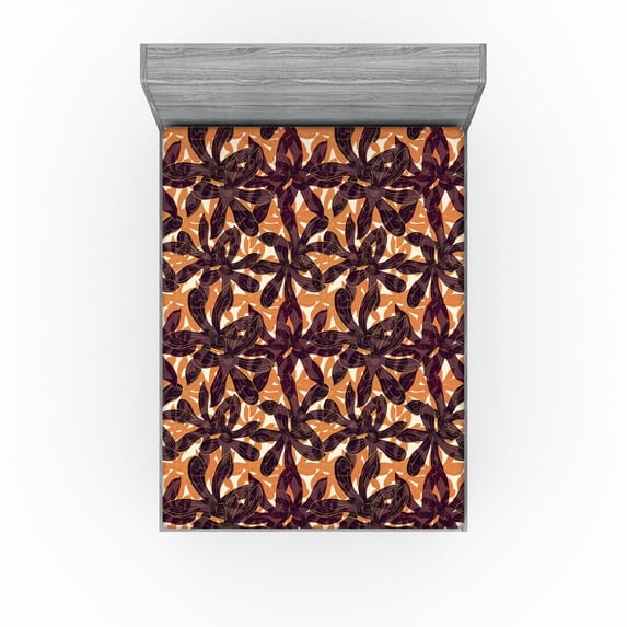 Ambesonne Magnolia Flowers Fitted Sheet, Dreamy Boho Floral, Queen Size, Marigold Dried Rose Cream