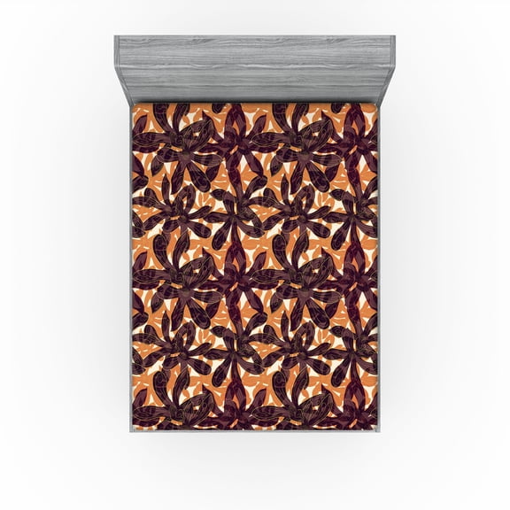 Ambesonne Magnolia Flowers Fitted Sheet, Dreamy Boho Floral, Queen Size, Marigold Dried Rose Cream