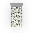 thumbnail image 1 of Ambesonne Magnolia Flowers Fitted Sheet, Spring Color Bloom, Twin XL Size, Forest Green Soft Pink, 1 of 5
