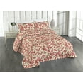 thumbnail image 1 of Ambesonne Magnolia Pattern Quilted Bedspread Set 3 Pcs, Art Delicate Bloom, Queen, Pale Ruby Fern Green, 1 of 4