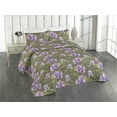 thumbnail image 1 of Ambesonne Magnolia Pattern Quilted Bedspread Set 3 Pcs, Simple Floral Leaf, King, Olive Green Lavender, 1 of 4