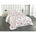 thumbnail image 1 of Ambesonne Magnolia Quilted Bedspread Set 3 Pcs, Modern Flowers Simple Art, King, Magenta Pale Pink White, 1 of 4