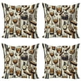 thumbnail image 1 of Ambesonne Man Cave Throw Pillow Cover 4 Pack, Iced Whiskey Watches Cigar, 16", Amber Brown and Taupe, 1 of 7
