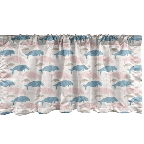 Ambesonne Manatee Valance Pack of 2, Sea Animals Silhouettes, 54"X18", Multiclor