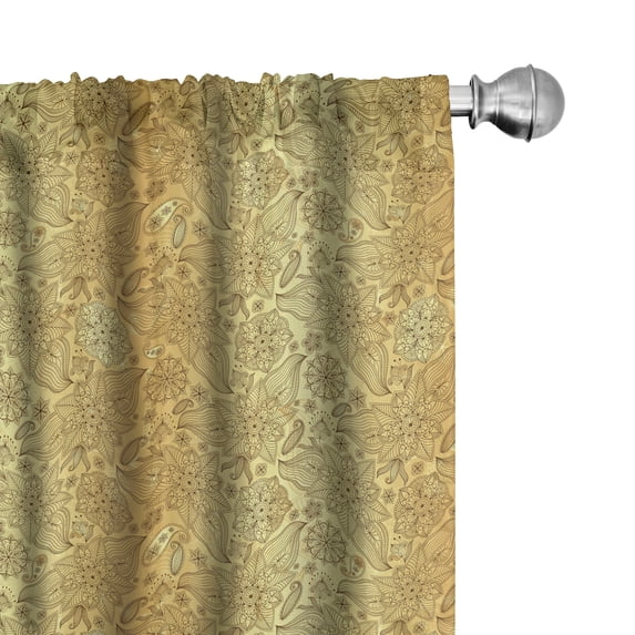 Ambesonne Mandala Window Curtains, Flourishing Paisley Print, Each 28" W x 95" L, Pale Yellow Yellow