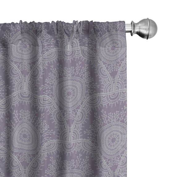 Ambesonne Mandala 4-Panel Curtains, Oriental Themed Round Motif, 56"x63", Pale Grey and Mauve