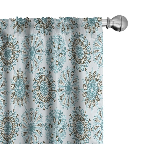 Ambesonne Mandala Window Curtains, Oriental Yoga Hip, Each 28" W x 95" L, Brown Teal