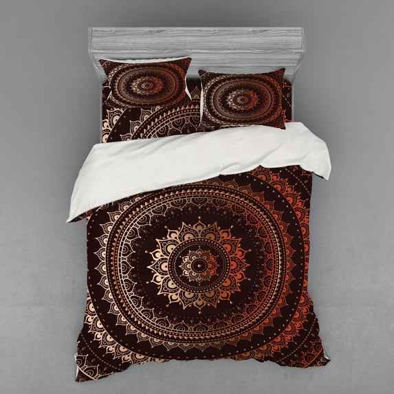 Ambesonne Mandala Bedding Set 4 Pcs, Universe, Queen, Chestnut Brown