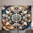 thumbnail image 1 of Ambesonne Mandala Curtains 2 Panel Set, Dreamy Astral Floral Boho, 108" x 96", Eggshell Sea Blue Indigo, 1 of 2