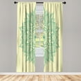 thumbnail image 1 of Ambesonne Mandala Curtains, Eastern Retro Lotus Motif, Pair of 28"x63", Avocado Green, 1 of 2