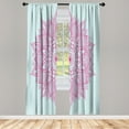thumbnail image 1 of Ambesonne Mandala Curtains, Eastern Retro Lotus Motif, Pair of 28"x84", Seafoam Pink, 1 of 2