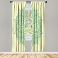 thumbnail image 1 of Ambesonne Mandala Curtains, Eastern Retro Lotus Motif, Pair of 28"x95", Avocado Green, 1 of 2