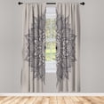 thumbnail image 1 of Ambesonne Mandala Curtains, Eastern Retro Lotus Motif, Pair of 28"x95", Taupe Grey, 1 of 2