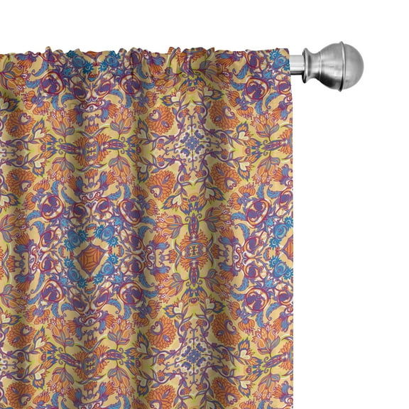 Ambesonne Mandala Curtains, Floral East, Pair of 28"x95", Multicolor