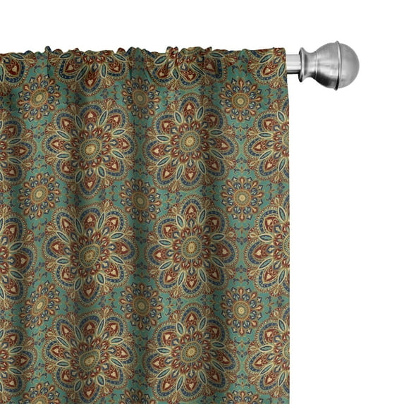 Ambesonne Mandala Curtains, Mystic Orient Elements, Pair of 28"x63", Multicolor