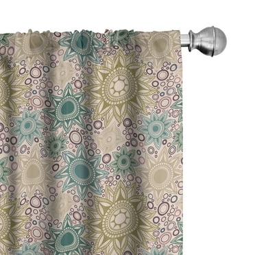 Ambesonne Mandala Curtains, Oriental Floral Pattern, Pair of 28"x63", Multicolor