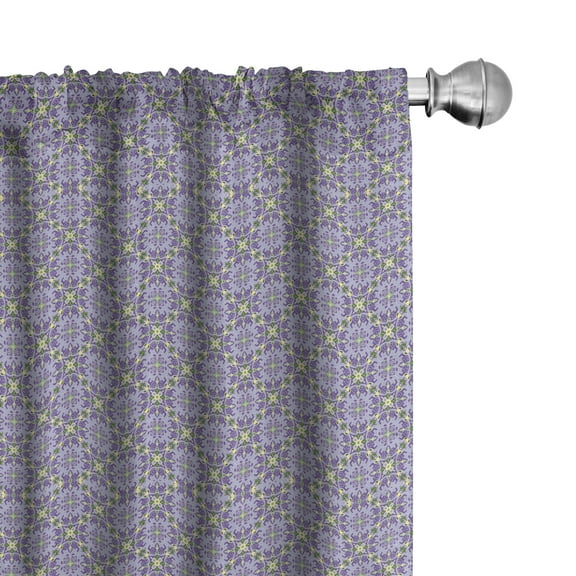 Ambesonne Mandala Curtains, Ornate Floral Motifs, Pair of 28"x84", Purple Lilac Green